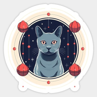 Russian Blue Cat Xmas Ornament, Love Cats Sticker